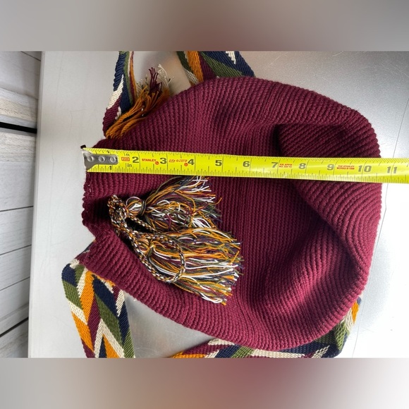 WAYUU Woven Crossbody Bag MOCHILAS Colombian Tribe Women's Bag Burgundy - Picture 7 of 7